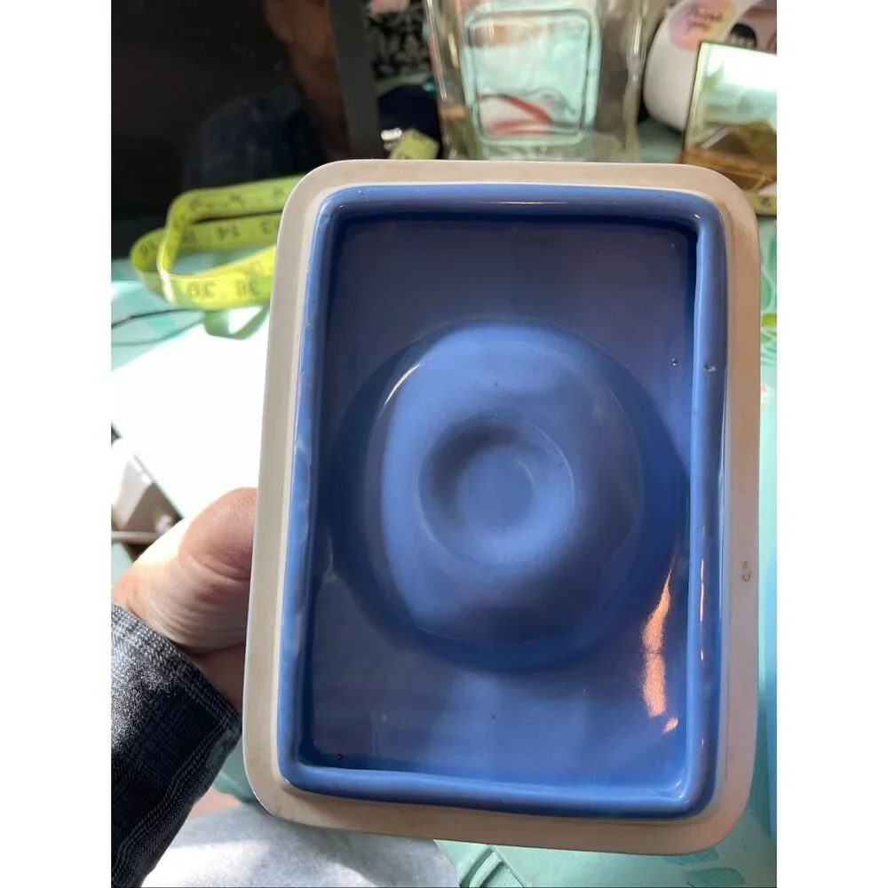 Hall Westinghouse Vintage Refrigerator Dish Delphinium Blue W/Lid 6x4x4